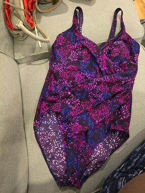 Miraclesuit Floral One-Piece Swimsuit in Fuchsia and Blue